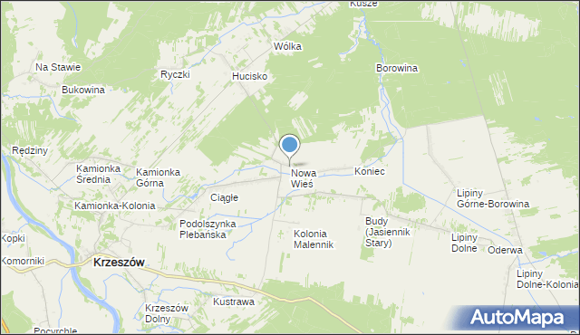 mapa Nowa Wieś, Nowa Wieś gmina Harasiuki na mapie Targeo